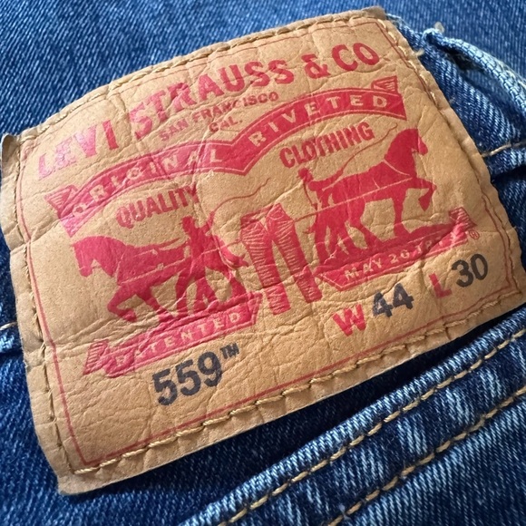 Levis 559 Jeans Relaxed Straight Pants Blue Dark Wash Mens 44x30 Big & Tall - Picture 4 of 5